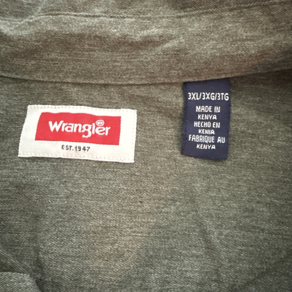 Wrangler Men's L/S Shirt Green Size 3XL Western Work Stretch NEW WOT - Picture 5 of 6